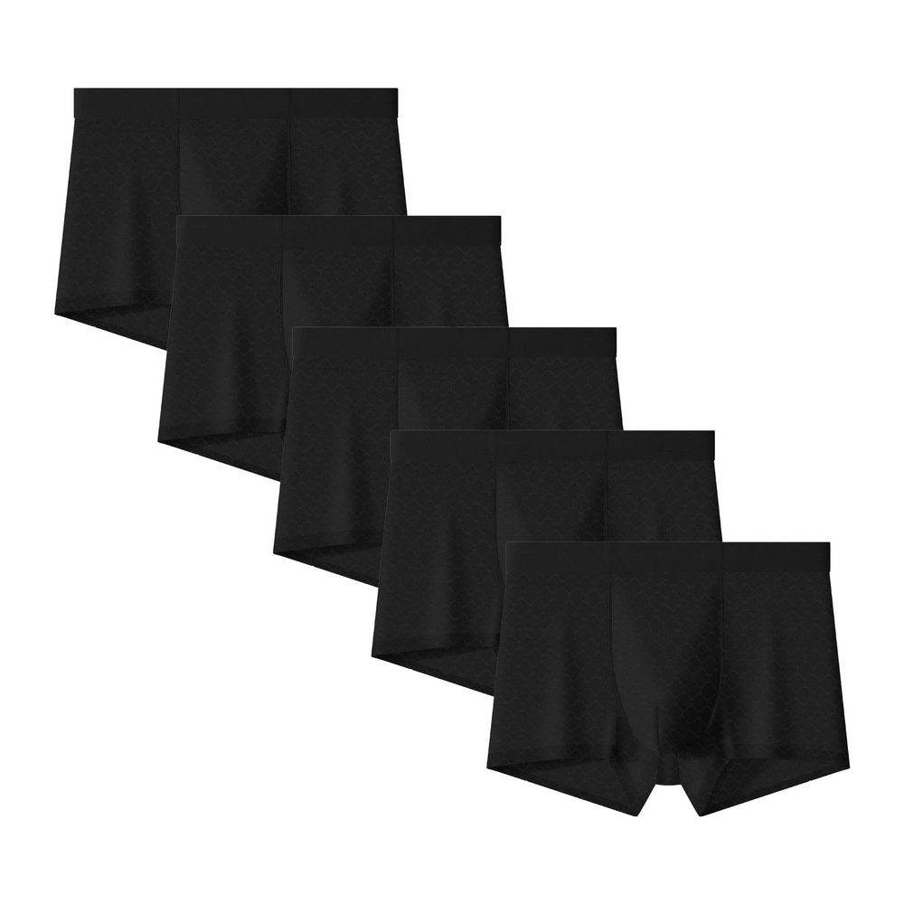 Men Ice Silk Breathable Mesh Boxer Briefs Thin Transparent Soft Sexy Underpants Underwear Stretch Trunks Pack (Black-5PC,3XL)