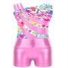 Nikiikoo Kids Girls Sparkly Gymnastics Leotards with Shorts Outfits Ballet Dance Biketard Gym Clothes Swimwear D#Zebra06 10 Years view 3