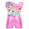 Nikiikoo Kids Girls Sparkly Gymnastics Leotards with Shorts Outfits Ballet Dance Biketard Gym Clothes Swimwear D#Zebra06 10 Years view 4