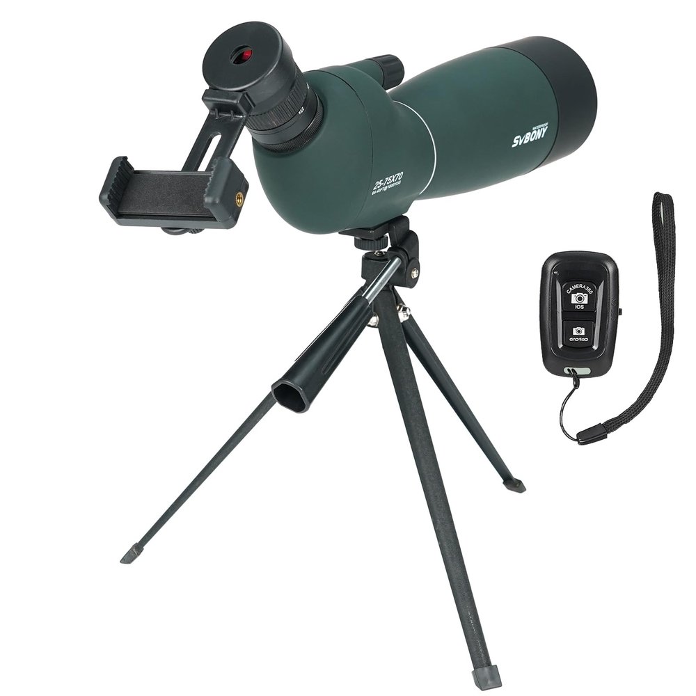 SVBONY SV28 Plus Spotting Scopes with Tripod, Angled Spotter Scope with Digiscoping Phone Adapter, IP65 Waterproof Fogproof Long Range Spotting Scope for Target Shooting, Birding, Hunting