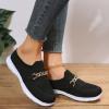 Leisure Women's Slip On Chain Travel Soft Sole Comfortable Shoes Outdoor Mesh Runing Fashion Sports Lady High Heel (Black, 8.5) view 2