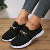 Leisure Women's Slip On Chain Travel Soft Sole Comfortable Shoes Outdoor Mesh Runing Fashion Sports Lady High Heel (Black, 8.5) view 3