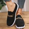 Leisure Women's Slip On Chain Travel Soft Sole Comfortable Shoes Outdoor Mesh Runing Fashion Sports Lady High Heel (Black, 8.5) view 4