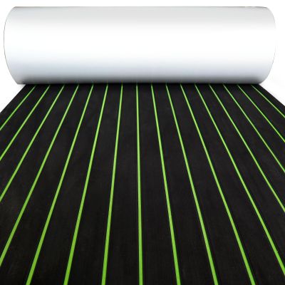 KXKZREN Boat Flooring EVA Foam Decking Sheet Faux Teak Marine Mat Non-Slip Boat Carpet Self-Adhesive Flooring for Jon Boats Motorboat RV Yacht Kayak Swim Platform 16 x 94.5 inch,10.59 sq.ft
