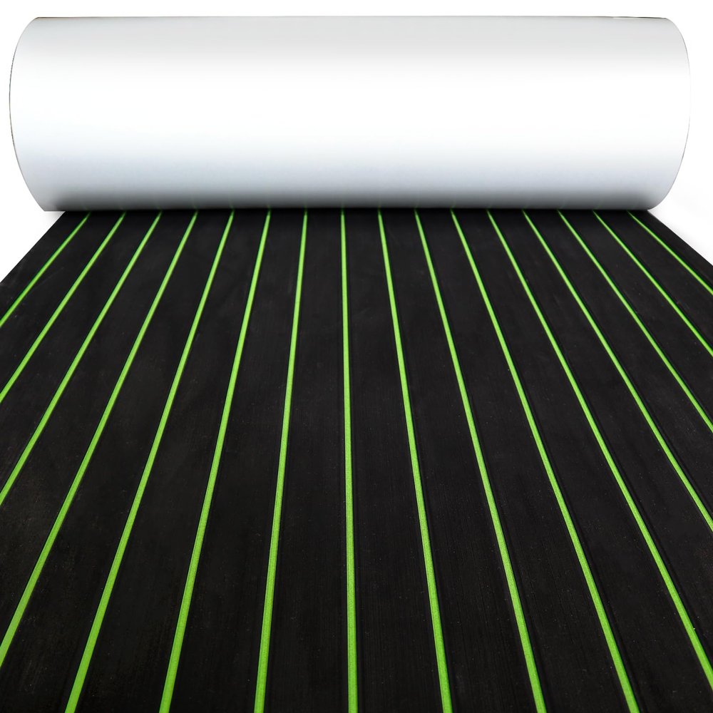 KXKZREN Boat Flooring EVA Foam Decking Sheet Faux Teak Marine Mat Non-Slip Boat Carpet Self-Adhesive Flooring for Jon Boats Motorboat RV Yacht Kayak Swim Platform 16 x 94.5 inch,10.59 sq.ft