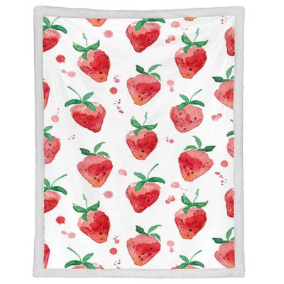Watercolor Strawberry Throw Blanket Lightweight Soft Blanket for Women Mom Adult Couch Bed Camping Outdoor Picnic Travel Outdoor (30 x 40 in)