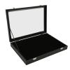 HOHXFYP Pin Display Case,13.8 X 9.4in Jewelry Display Case with Lock Buckle, Premium Organizer Case with Transparent Glass Lid for Neat Storage of Pins, Medals(Large) view 1
