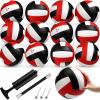 Wettarn 12 Pcs Official Size 5 Volleyballs Bulk Soft Recreational Volleyballs with Pump Regulation Size for Beginner Indoor Outdoor Beach Gym Pool Sand Sport (White,Red,Black) view 1