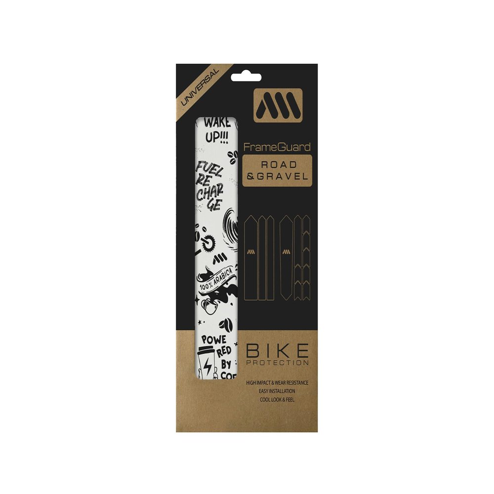 All Mountain Style Bike Frame Protection Kit - 18-Piece Clear Film for Gravel & Road - Ultra-Light 200m PVC, Scratch-Resistant, Easy DIY Install - Coffee Black