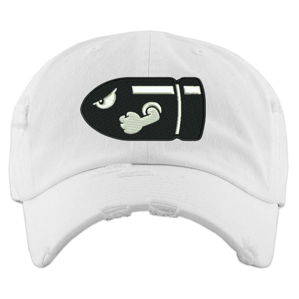 ALLNTRENDS Bullet Bill Dad Hat Distressed Cap (White)