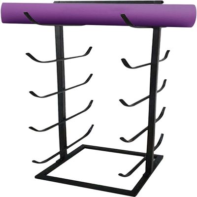 Bsetain Yoga Mat Holder Large Iron Yoga Mat Rack, Gold Foam Roller Storage Holders with Non-Slip Pads, for Home Gym Fitness Class School, Standing Carpet Holders (Color : Black)