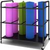 Bsetain Black Yoga Mats Storage Cart with Wheels, Holds 12 Foam Rollers - Commercial Gymnasium Workout Mats Holder, Home Office Pilates Mat Hanger (Color : Black) view 1