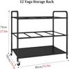 Bsetain Black Yoga Mats Storage Cart with Wheels, Holds 12 Foam Rollers - Commercial Gymnasium Workout Mats Holder, Home Office Pilates Mat Hanger (Color : Black) view 3