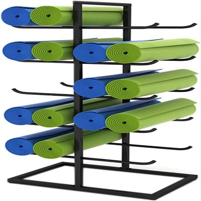 Katzowen Double Wide Heavy Duty Floor Display Holder 5-Shelf Storage Hanger for Yoga Mat, Work Out Mats & Towels for Home Gym & Office Area (Color : White, Size : 100x40x130cm)