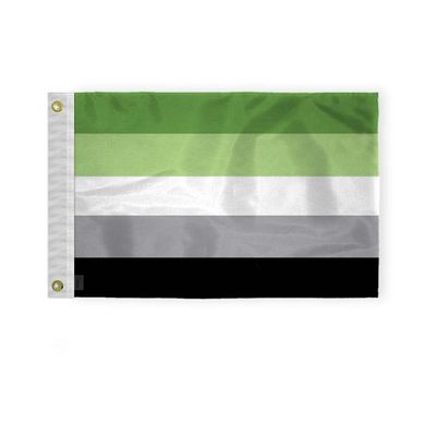 AGAS Aromantic Pride Boat Nautical Flag 12x18 Inch - Printed 200D Nylon - Brass Grommets Fade Proof Vivid Colors - Small Aromantic Pride flag for Bike Car