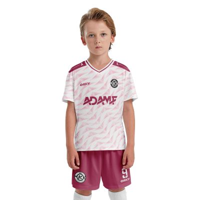 ORKY Kids Custom Soccer Jersey, Youth Personalized Football Shirt Short Set, Boy Girl Cool Team Uniform (White 110cm)
