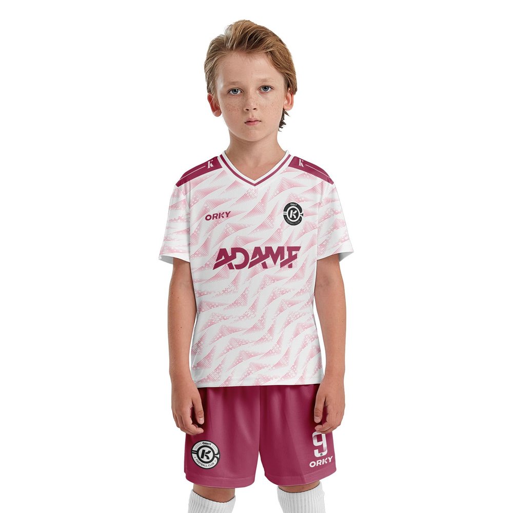 ORKY Kids Custom Soccer Jersey, Youth Personalized Football Shirt Short Set, Boy Girl Cool Team Uniform (White 110cm)