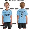 ORKY Kids Custom Soccer Jersey, Youth Personalized Football Shirt Short Set, Boy Girl Cool Team Uniform (Blue 120cm) view 4