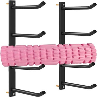 Katzowen Home Gym Storage Organizer Shelf Wall Mount Foam Rollers Holder Rack, for Yoga Mat and Pilates Mat, Versatile Wall Rack for Basketball & Soccer Balls (Size : 4-Tiers)