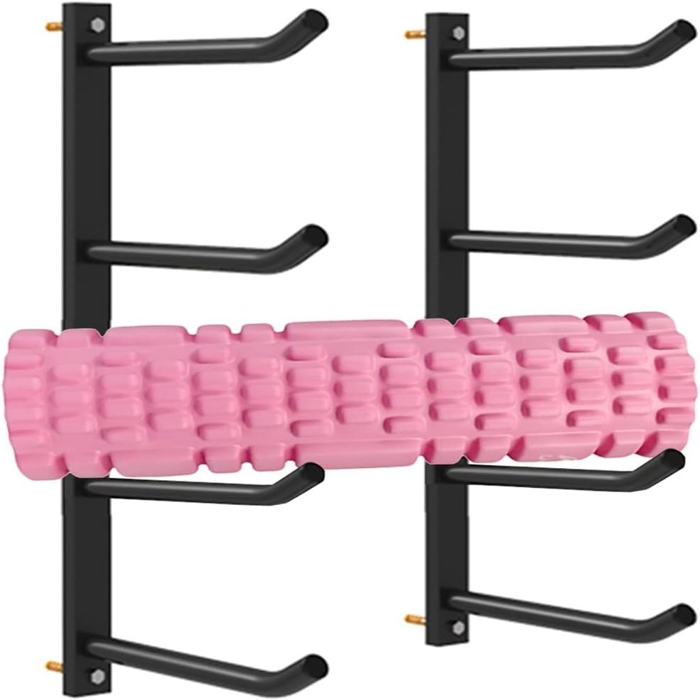 Katzowen Home Gym Storage Organizer Shelf Wall Mount Foam Rollers Holder Rack, for Yoga Mat and Pilates Mat, Versatile Wall Rack for Basketball & Soccer Balls (Size : 4-Tiers)