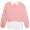 Speechless Girls' Two-fer Pearl Beaded Drop Shoulder Pullover, Coral/White, Small view 2