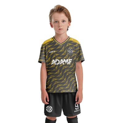 ORKY Kids Custom Soccer Jersey, Youth Personalized Football Shirt Short Set, Boy Girl Cool Team Uniform (Black 100cm)