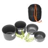 4Pcs Camping Pot Kit Camping Cooking Set Portable Aluminum Alloy Camping Cookware Mess Kit with Folding Handle for Backpacking, Outdoor Hiking and Picnic view 1