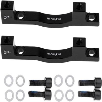 NineFit Basics Bike Bicycle Cycling Disc Brake Mount Adaptor for 203mm Front Caliper PM-PM-F/R203 (Black), Medium