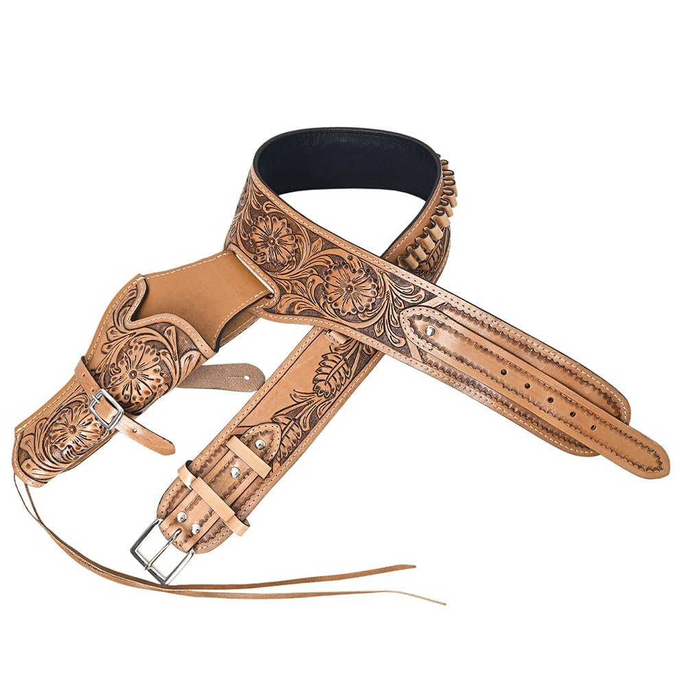 HILASON Western Right Hand Gun Holster Rig 38 Caliber Leather Cowboy | Costume Belt