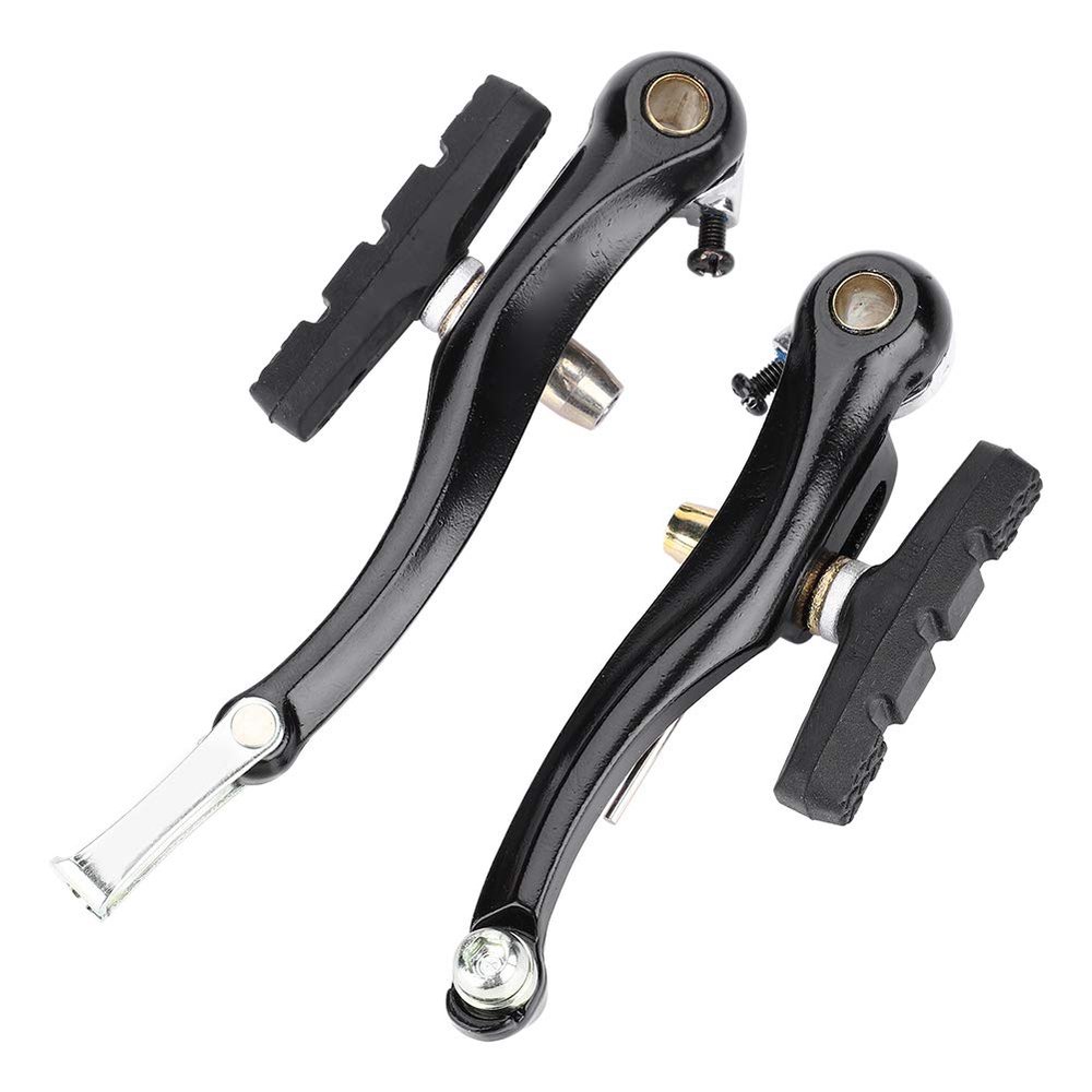 Qiilu Bike V Brake, 1 Pair Aluminium Alloy Mountain Bike V Shape Mechanical Dual Pivot Brake Set Repair Parts Accessory