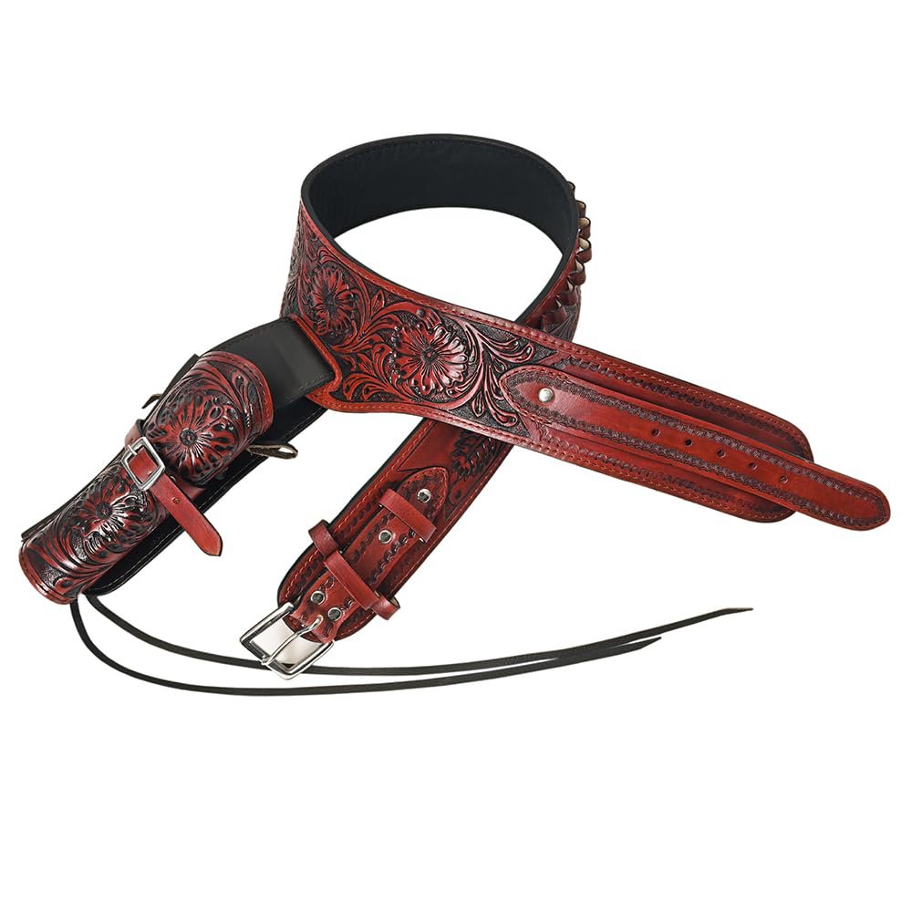 HILASON Western Leather Shoulder Rig Gun Holster 44/45 Caliber | Costume Cowboy Belt
