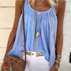 Uillui Womens Sleeveless Flowy Tank Top Flowy Tank Top Loose Cami Tunic Shirts Pleated Dressy Swing Spaghetti Strap Camisole Blue view 2