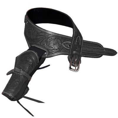 HILASON Western Right Hand Gun Holster Rig 38 Cal Leather Cowboy | Costume Belt