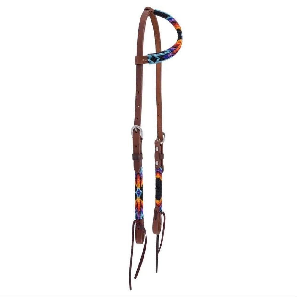 Circle Y Infinity Beaded One Ear Headstall Brown