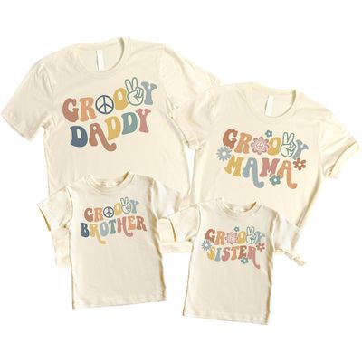 Groovy Sister Matching Family Outfits for Baby Toddler Little Girls and Boys and Mom and Dad Natural Shirt 5-6