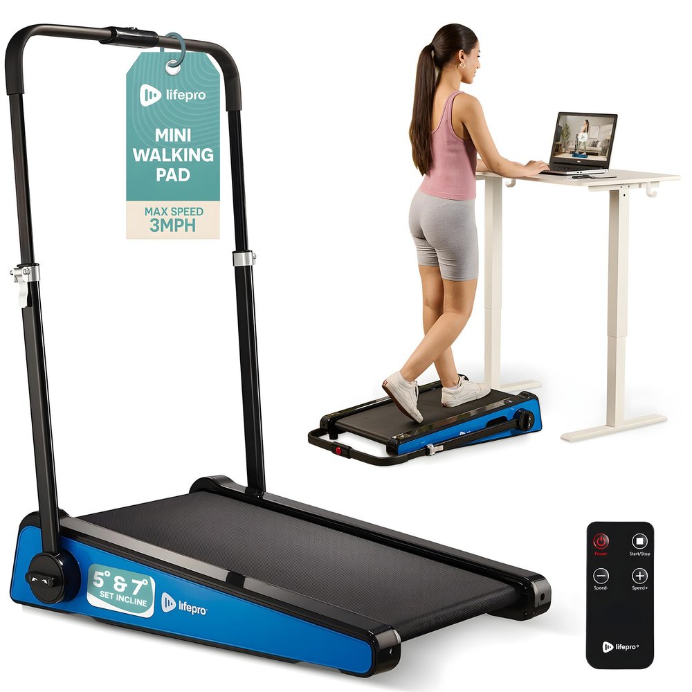 Lifepro Smallest Portable 30in Small Mini Walking Pad Treadmill Installation Free, Adjustable Incline, Under Desk Work Compact Treadmills for Home/Office - Max Load 220Lbs & Speed 3MPH