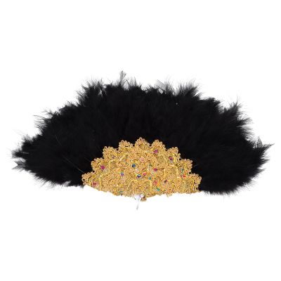 Garneck Fan Vintage Folding Fan Home Decoration Fans Wedding Plumage Fan Vintage Bridal Fan Flapper Hand Fan Women Hand Fan Fan Real Wooden Clothing Items Bridesmaid