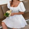 2023 Women Summer New Bow Sweet Temperament Commuter Backless Dress Long (XS,White,X-Small) view 4