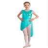 YOOJOO Lyrical Ballet Dance Costumes for Girls Sequins Contemporary Dancewear Asymmetrical Mesh Tulle Leotard Dress Mint Green 10 Years view 3