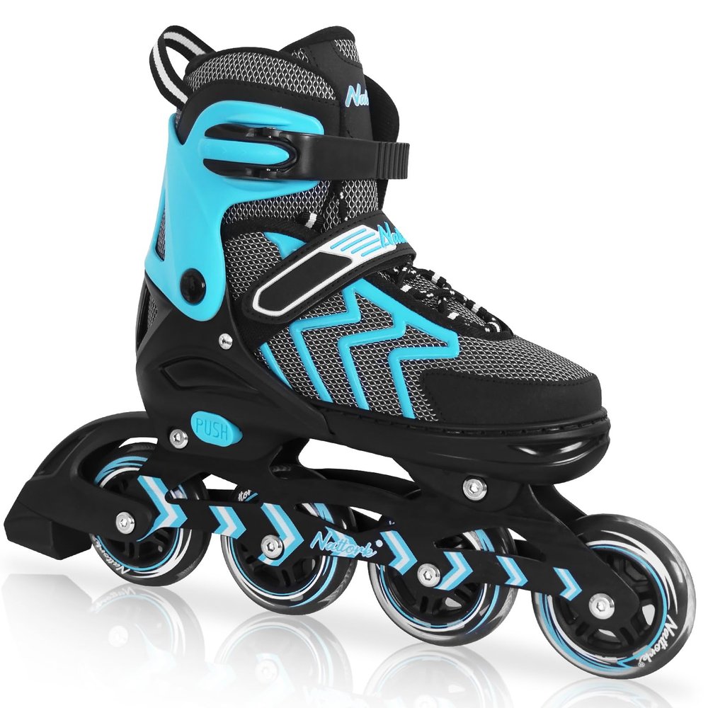 Nattork Adjustable Blades Roller Skates for Kids Girls and Boys,Outdoor & Indoor Teal Inline Skates for Adults Women and Men,Beginners,Size 4 5 6