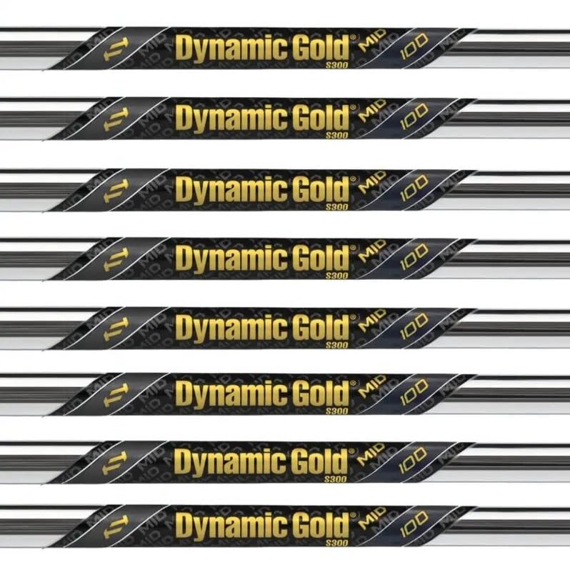 True Temper Dynamic Gold MID 100 Iron Shafts 4-PW, Set of 7 Shafts - .355 Taper Tip (Choose Flex) (Flex: R300 Regular)