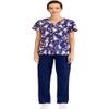 Minty Mint Women's Printed Medical Scrub Uniform Set V-Neck Top and Cargo Pants Navy XS view 1