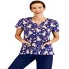 Minty Mint Women's Printed Medical Scrub Uniform Set V-Neck Top and Cargo Pants Navy XS view 2