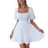 2023 Women Summer New Bow Sweet Temperament Commuter Backless Dress Long (L,White,Large) view 1