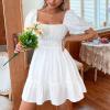 2023 Women Summer New Bow Sweet Temperament Commuter Backless Dress Long (L,White,Large) view 3
