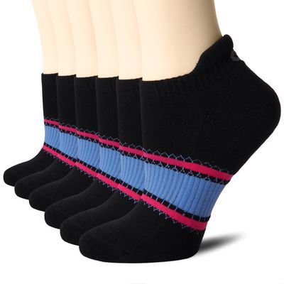 CS CELERSPORT Ankle Socks for Women and Men Athletic Running Socks Low Cut Sports Tab Cushion Socks for Men and Women (6 Pairs), Medium, Black&Blue