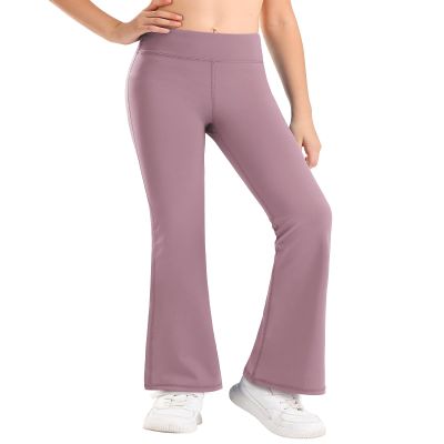 Stelle Girl's Flare Leggings High Waisted Yoga Pants Bootcut Dance Casual Pants Activewear Kids Bell Bottoms(Dusty Lavender,XXL)