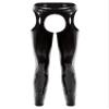 YiZYiF Men's Faux Leather Skinny Leggings Zipper Pouch Hollow Out Long Pants Trousers Cutout Black X-Large view 1