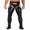 YiZYiF Men's Faux Leather Skinny Leggings Zipper Pouch Hollow Out Long Pants Trousers Cutout Black X-Large view 2