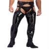 YiZYiF Men's Faux Leather Skinny Leggings Zipper Pouch Hollow Out Long Pants Trousers Cutout Black X-Large view 3